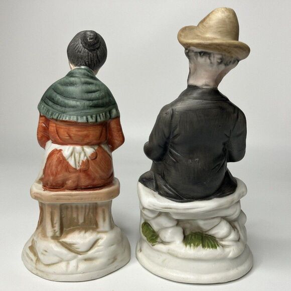 Flambro Porcelain Figurines Elderly Couple Reading Old Man Woman Seated Cards - Picture 2 of 11